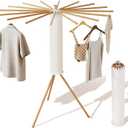 LIENAHU Clothes Drying Rack Tripod,Drying Rack Clothing,Laundry Drying Rack,Floor Standing,16 Wooden Poles,Collapsible Drying Racks for Laundry,Retractable,Foldable,Folding