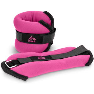 RBX Ankle and Wrist Weights for Women and Men - Velcro Straps, Made for Jogging, Walking, Resistance Training, and Physical Therapy (Set of 2) - Soft Touch Material (1lb (2lb Pair), Pink)