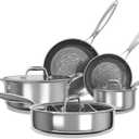 COOKER KING Stainless Steel Cookware Set, Pots and Pans Set Non Stick, Frying Pans, Saucepan, Saute Pan & Stock Pot, Non Toxic, Induction, Oven, Dishwasher Safe, PFOA Free