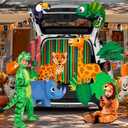 JOYIN Halloween Trunk or Treat Decorations Kit Jungle Theme with Rhinoceros, Giraffe, Parrot, Chameleon, Cheetah, etc Zoo Animal Car Decorations Kit for Outdoor SUV Garage Archway Door House