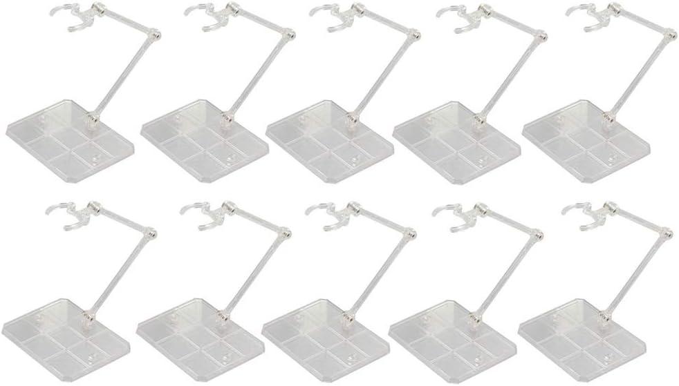 Migaven Action Figure Stand, 10pcs Assembly Action Figure Display Holder Base Doll Model Support Display Stand Compatible with HG RG SD SHF Gundam 1/144 Toy Clear