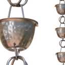 Monarch Rain Chains Aluminum Hammered Cup Rain Chain, 8.5 ft Pewter Powder Coated Aluminum Decorative Rain Catcher Chain for Gutters, Pewter Aluminum Rain Gutter Replacement Downspout