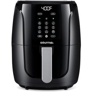 Gourmia Air Fryer Oven Digital Display 5 Quart Large AirFryer Cooker 12 1-Touch Cooking Presets, XL Air Fryer Basket 1500w Power Multifunction Black and Stainless Steel Accents FRY FORCE GAF536