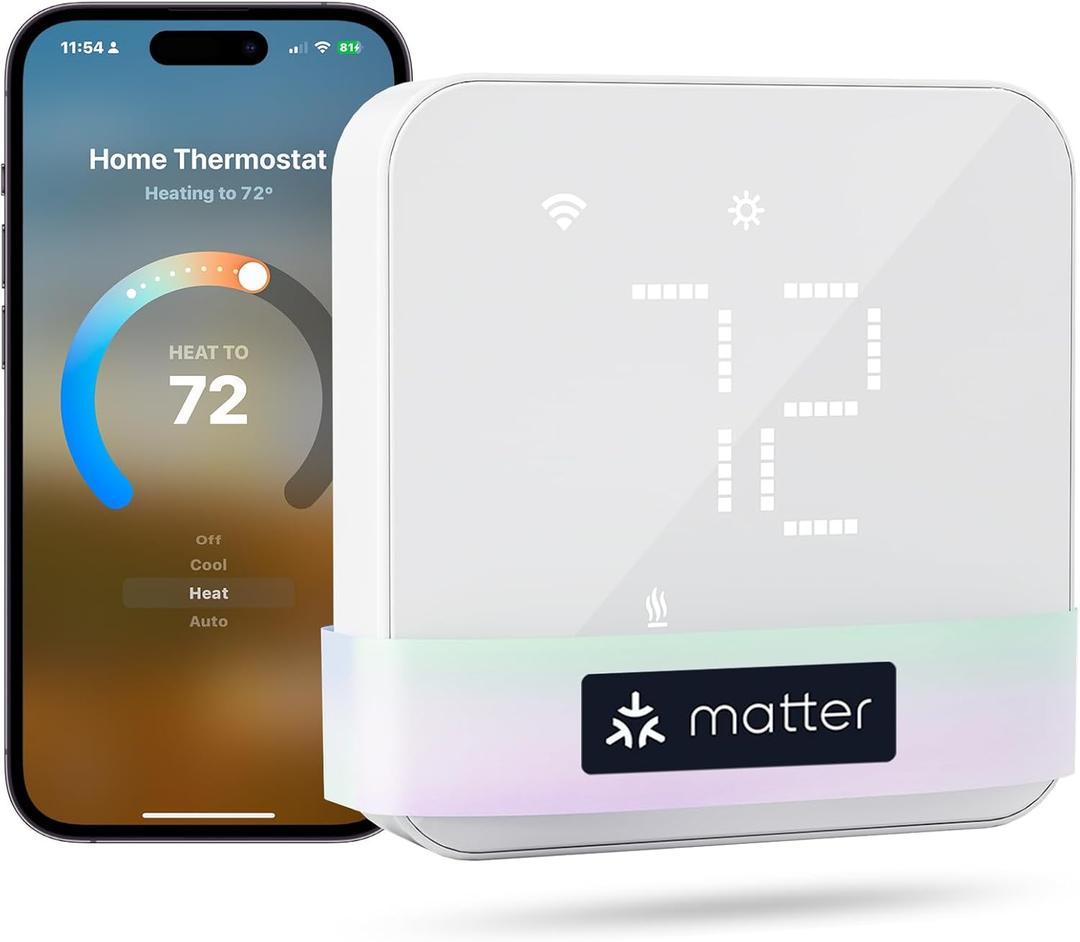 meross Smart Thermostat for Home, WiFi Thermostat Works with Matter, Alexa, Apple Home, Google Assistant, App & Voice Control, 7x24h Scheduling, Energy Saving, C-Wire Required (Not Included) (White)