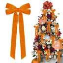 12Pcs Fall Velvet Ribbon Bows Tree Decorations,5in x 10in Orange Christmas Ornaments for Tree Home Thanksgiving Party Front Door Wreath Holiday Decor