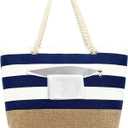 Fammart Beach Bags Waterproof Sandproof for Women, Large Canvas Pool Bag with Leakproof Wet Pocket & Zipper Cruise Essentials