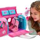 Barbie Dreamplane Transforming Playset with Reclining Seats and Working Overhead Compartments, Plus 15+ Pieces Including a Puppy and a Snack Cart, for Kids 3 Years Old and Up