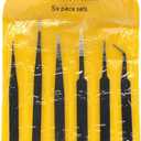 6PCS Precision Tweezers Set ESD Anti Static Stainless Steel Tweezers Repair Tools for Electronics Repair Soldering Craft