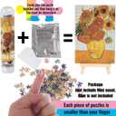 Small Jigsaw Puzzles for Adults Challenging Puzzle Small Puzzles Mini Jigsaw Puzzles for Adults 150 Pieces Starry Night Rhone River Sunflower 6 x 4 Inches,3 Pack,Mini Easel Included (Van Gogh 01)