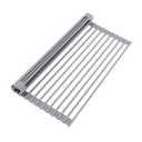 Oizeir Roll Up Dish Drying Rack - Silicone Coated Stainless Steel, Over The Sink, Foldable, Heat-Resistant, Anti-Slip, Dish Drainer. (17" x 12.5")