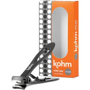 KOHM Nail Clippers for Thick Nails - Heavy Duty, Sharp Wide Mouth Professional Fingernail and Toenail Clippers for Men, Women & Seniors, Black
