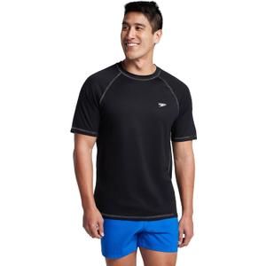 Speedo Mens Uv Swim Shirt Short-Sleeve Loose Fit Easy Tee (Medium) Loose Speedo Black