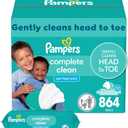 Pampers Baby Wipes, Complete Clean Baby Fresh Scented Wipe, Gently Cleans Head to Toe, 864 Total (12 Flip-Top Packs)
