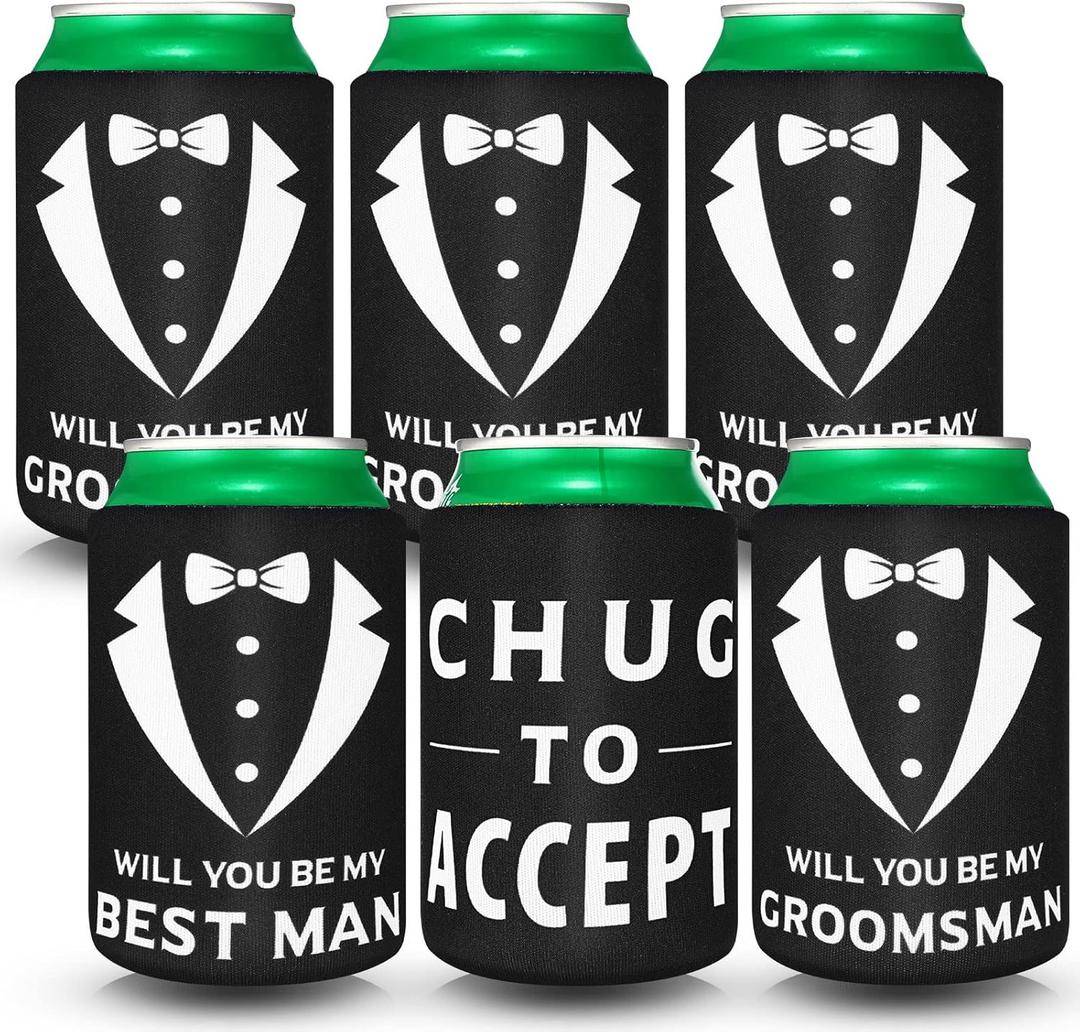 6 Pack Groomsmen Best Man Proposal Can Coolers Bachelor Gifts Groomsmen Gifts Funny Novelty Neoprene Hugger Can Sleeve Favors for Bachelor Party for Wedding Party Beer Holder 6 Pack Groomsmen Best Man Proposal Can Coolers Bachelor Gifts Groomsmen Gifts Funny Novelty Neoprene Hugger Can Sleeve Favors for Bachelor Party for Wedding Party Beer Holder
