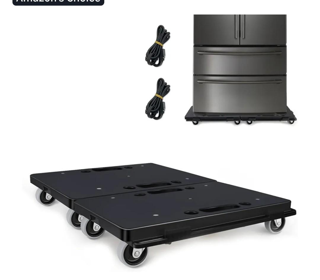 Furniture Dolly, Moving Dolly 4 Wheels Heavy Duty, 16in-11in 500lbs Capacity, Furniture Movers Dollys with Wheels, 4 Wheels Small Flat Dolly Cart, 2 Pack, Black, Grey Wheel 