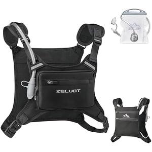 Zelvot Running Vest for Men, Chest Pack with 1L Water Bladder, USA Original Patent, Lightweight Adjustable Reflective Running Hydration Vest for Marathon, Hiking, Cycling