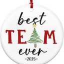 TEEZWONDER Coworker Gifts for Women Friends - Ceramic Christmas Ornaments 2025 for Tree Decorations - Christmas Birthday Gift for Coworkers Friend, White Elephant Gifts for Adults, Friends Ornament (Best Team)