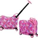 Pink Rainbows And Unicorns Ride-On 18" Suitcase For Kids & Toddlers