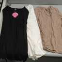 3 Pack Women's Cotton Long Sleeve Tops V Neck Ribbed Knit Lace Sexy Shirts Slim Fit Dressy Casual Tight Basic Tees (Large, Khaki, White, Black)