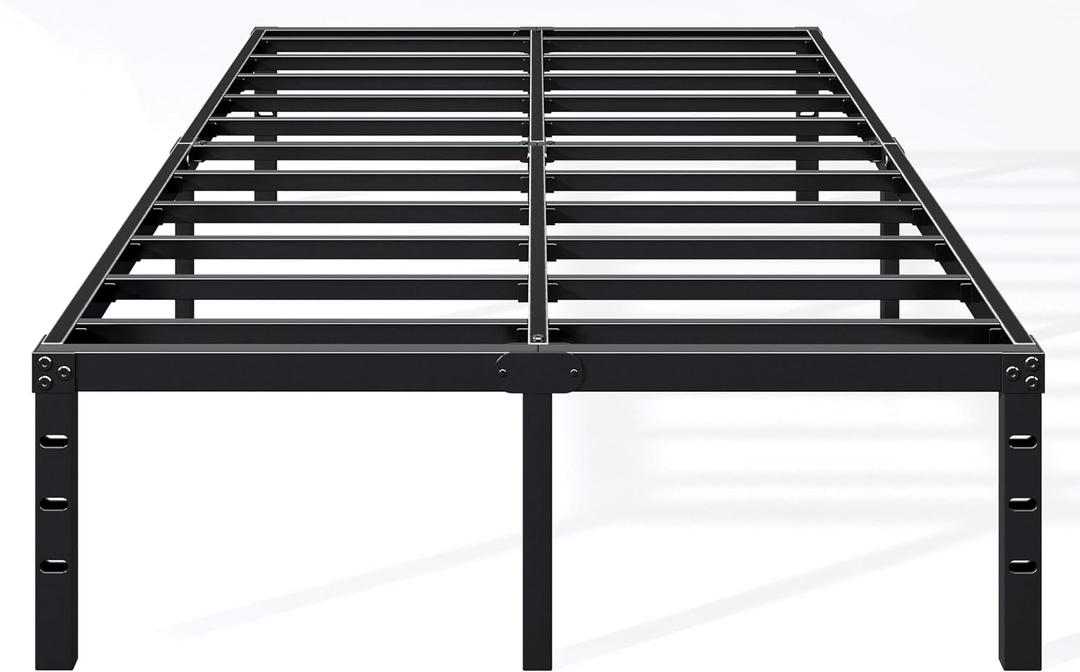 Hafenpo 18 Inch Queen Bed Frame - Sturdy Metal Platform Queen Size, No Box Spring Needed, Heavy Duty, Easy Assembly, Strong Bearing Capacity, Under Bed Storage, Black