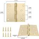 goldenwarm Pack of 6 4in Door Hinges Brushed Brass Gold Door Hinges Butt Hinges with Square Corners, Interior Door Hardware