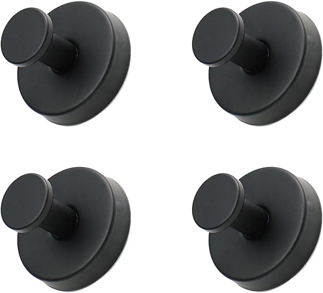 2025 Upgraded Suction Cup Hooks, Luxegrip No-Drill Hooks, Reusable Towel Hooks, Stainless Steel Waterproof Suction Cup for Shower (Black)