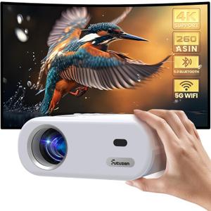 Mini Projector, Projector with WiFi and Bluetooth, 1080P Support Portable Projector, Built-in Speaker, Compatible with Smartphone/Tablet/TV Stick, Movie Projectors for Bedroom, Home Theater, Kids Gift