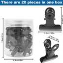 20 Pcs Push Pins Clips, Black Thumb Tacks with Bulldog Clip Drawing Pins Metal Pushpin Holder Bulletin Board Cork Board Accessories for Home Office Cubicle Wall Use