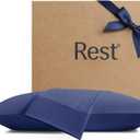 REST Evercool+ Cooling Pillowcases King - 2 Pillowcases for Sensitive Skin, Silver Infused Fabric for Hygienic Sleep, Silky Smooth for Curly Hair, High Elastic for Snug Fit (19x35 inches) (Midnight Blue)