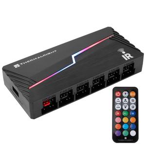Thermalright ARGB and Fan HUB X12 IR Black Hub Controller Support 12 Groups of CPU Fans,3Pin PC ARGB Controller and 4Pin PWM Fan,SATA Power Cord Direct Input(12V 4pin RGB is Not Supported)