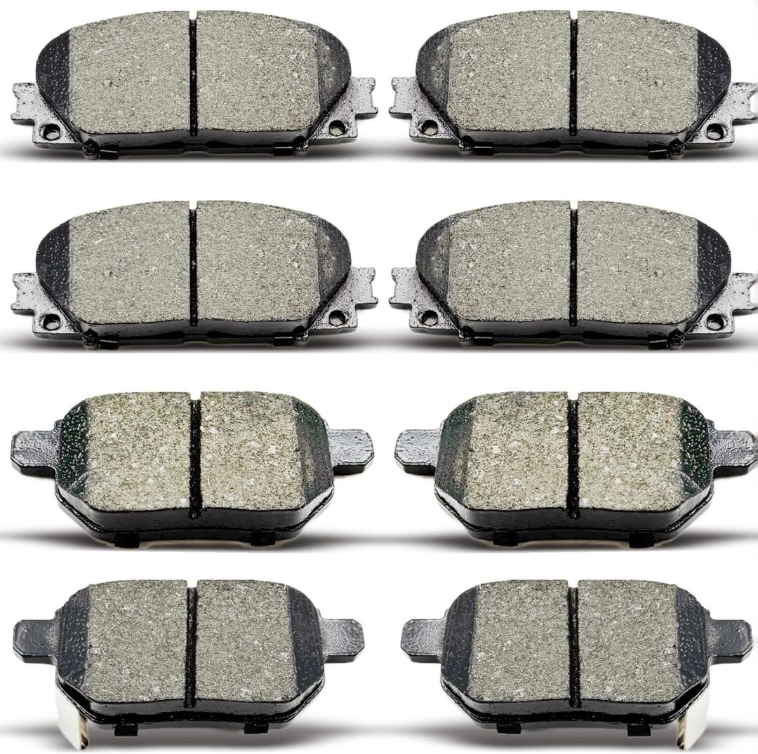 8PCS Front Rear Ceramic Brake Pads Replacement Kit Fits 2011-2017 For Lexus CT200h, 2010-2019 For Toyota Prius, 2012-2015 For Prius Plug-In, 2017-2019 For Prius Prime (D1184 D1354)