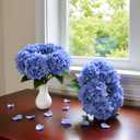 5Pcs Realistic Blue Hydrangea Artificial Flowers with Stems 21 Inch Lifelike Faux Hydrangeas Flower Large Hydrangea for Weddings Bouquets Table Centerpieces Home Decor Party
