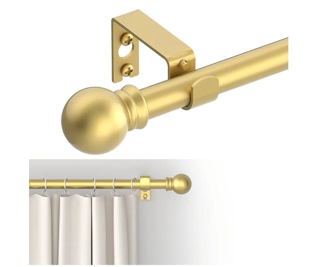 Curtain Rods for windows 32-48 inch, 5/8 inch Decorative Gold Splicing Heavy Duty Metal Curtain Rod set with Brackets