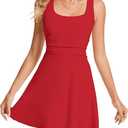 Women's Square Neck Sleeveless Bodycon Ruched Waist Mini Dress Going Out Short Party Club Dresses M