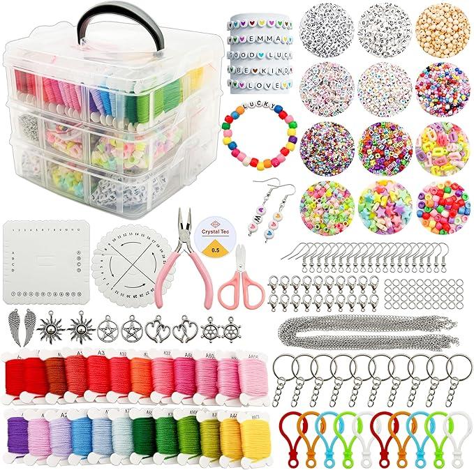 Jewelry Making Kits, DIY Bracelet Necklace Portable Three-Layer Spacer Box