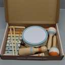 LeeQee Montessori Toys for 1 2 3 Year Old - Wooden Toys Baby Musical Instruments, Neutral Colors Percussion Instruments Set with Modern Boho Xylophone for Toddlers 3+ Music Education