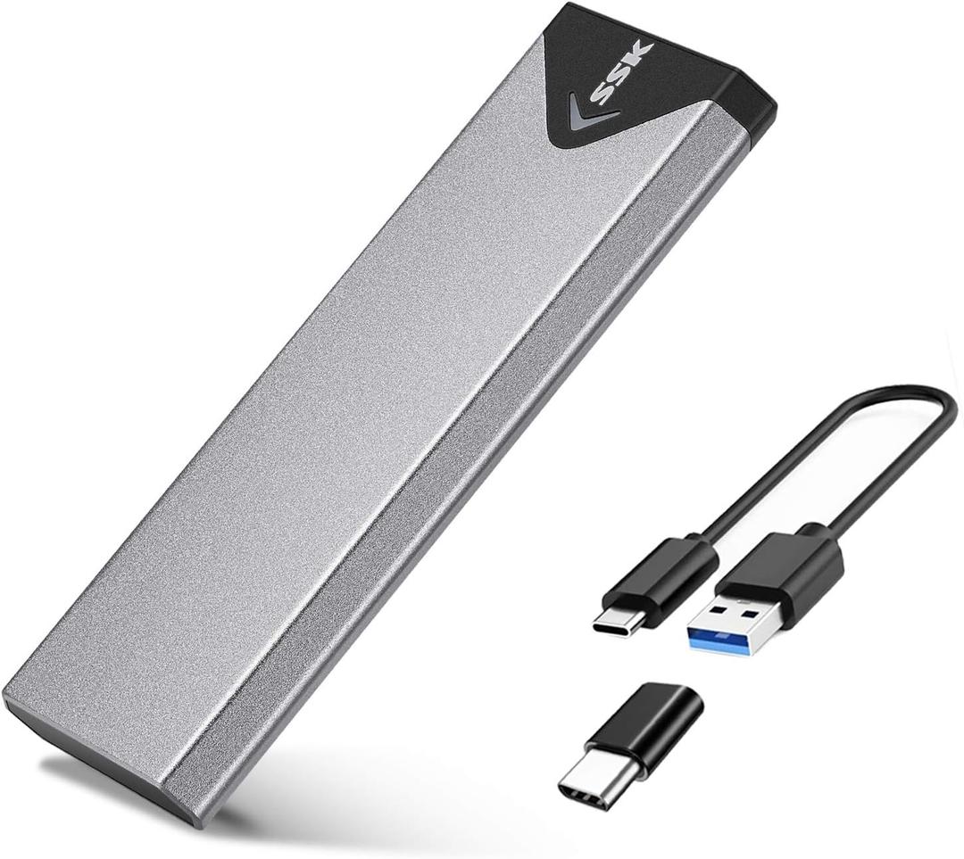 SSK Aluminum USB 3.2 Gen 1 M.2 SATA SSD Enclosure Adapter, External NGFF Based M.2 Solid State Drive Enclosure Reader, ONLY for SATA SSD