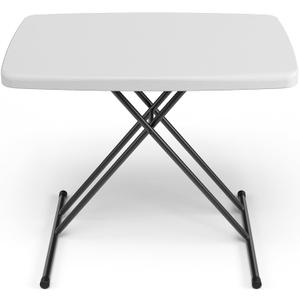 30in Folding Table, Portable Picnic Table with Adjustable Height, Foldable TV Tray Table & Laptop Desk for Small Spaces, Patio, Camping, BBQ, No Assembly Needed, White