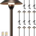 PARTPHONER Low Voltage Landscape Lighting 12-Pack, Aluminum 12V Pathway Lights with G4 Bulbs, Waterproof Oil Rubbed Bronze Color Wired Path Lights with Connectors for Walkway Yard Garden