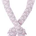 Lace Gloves, Bridal Floral Lace Gloves for Women - Tea Party, 1920s Costumes, Prom, Masquerade - One Pair, Length 21.3inch (White)