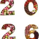 2026 Cardboard Number Shaped Mache Decorative Strawberries Fillable Chocolate Candy Cupcakes Box for Graduation and New Year's Parties (Gold, 14 Inch)