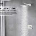 KENES Brushed Nickel 10-Inch Shower Head and Handle Set, Square Shower Faucet Set Bathroom Rainfall Shower System Wall Mount, KE-6024B (Shower Valve Included)