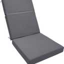 Outdoor High Back Chair Cushion Waterproof Lounger Replacement Cushions Patio Lounger Pads with Ties Adirondack Chair Cushion, for Outdoor (Dark Grey)
