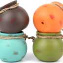 Yesland Ceramic Hanging Mini Flower Planters, Wall or Ceiling Mount - Dangling Container in Earth Tone Colored for Indoor Outdoor Decor - Set of 4