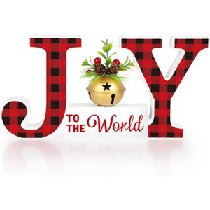 Christmas Table Decorations Indoor Xmas Wooden Joy Tabletop Merry Christmas Centerpieces for Tables Wood Sign Decor Tiered Tray Office Desk Shelf Outdoor Holiday Home Party Mantel Gift Winter Rustic