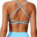 ABOCIW Womens Seamless Backless Sports Bra Open Back Strappy Workout Bras Low Support Criss-Cross Yoga Gym Bra, Size: S
