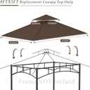 Grill Gazebo Replacement Top, 5 x 8 Outdoor BBQ Top Cover, Double Layer BBQ Gazebo Top Canopy for Model #L-GG001PST-F (Brown)