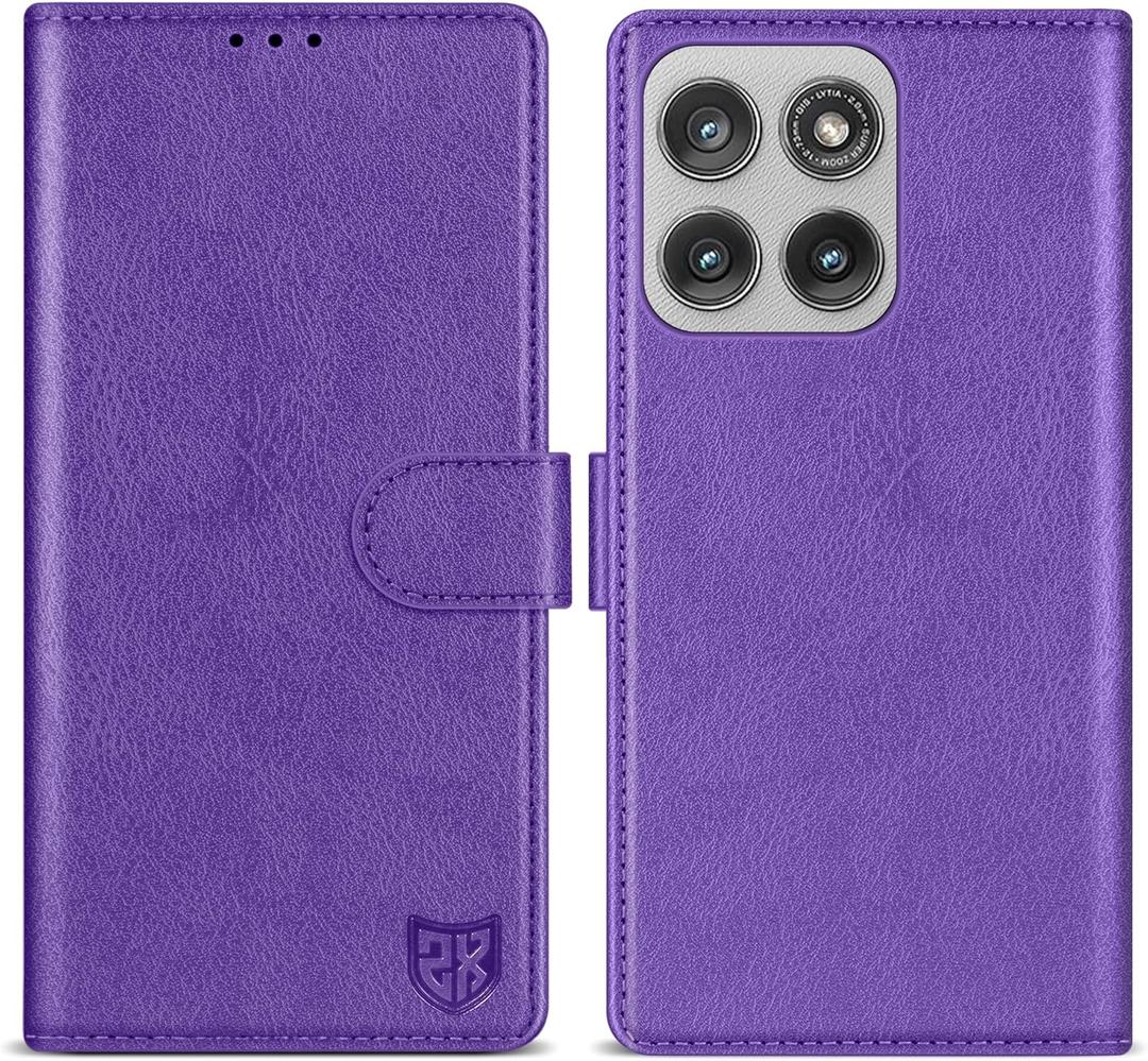 ZZXX for Motorola Moto Edge 2025 Wallet Case with [RFID Blocking] Card Slot Kickstand Magnetic PU Leather Flip Fold Protective Phone Case for Moto Edge 2025 Case Wallet(Purple-6.7 inch)