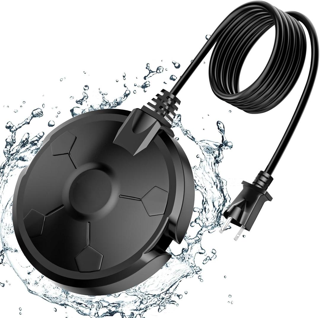 Daoeny Bird Bath Heater, 120W Bird Bath Heaters for Outdoors in Winter, Birdbath Water Heater Full-Covered Aluminum, Heated Bird Bath Pond Deicer Thermostatically Control for Patio Yard Farm (Black)