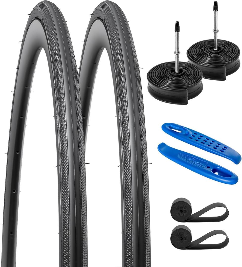 2-PCS 700C Road Bike Tires 700x23C/23-622 Compatible with 700x21C 700x22C 700x23C 700x24C 700x25C Bike Bicycle Tires(Y-914) (Black Bike Tires and Tubes)